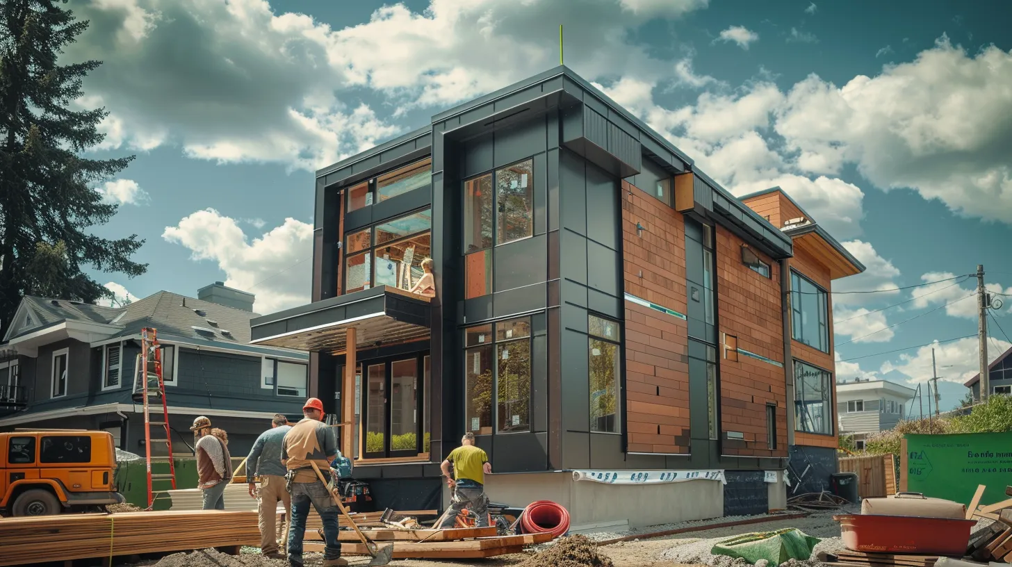 Professional siding contractors from Custom Contracting working on a Hamilton home